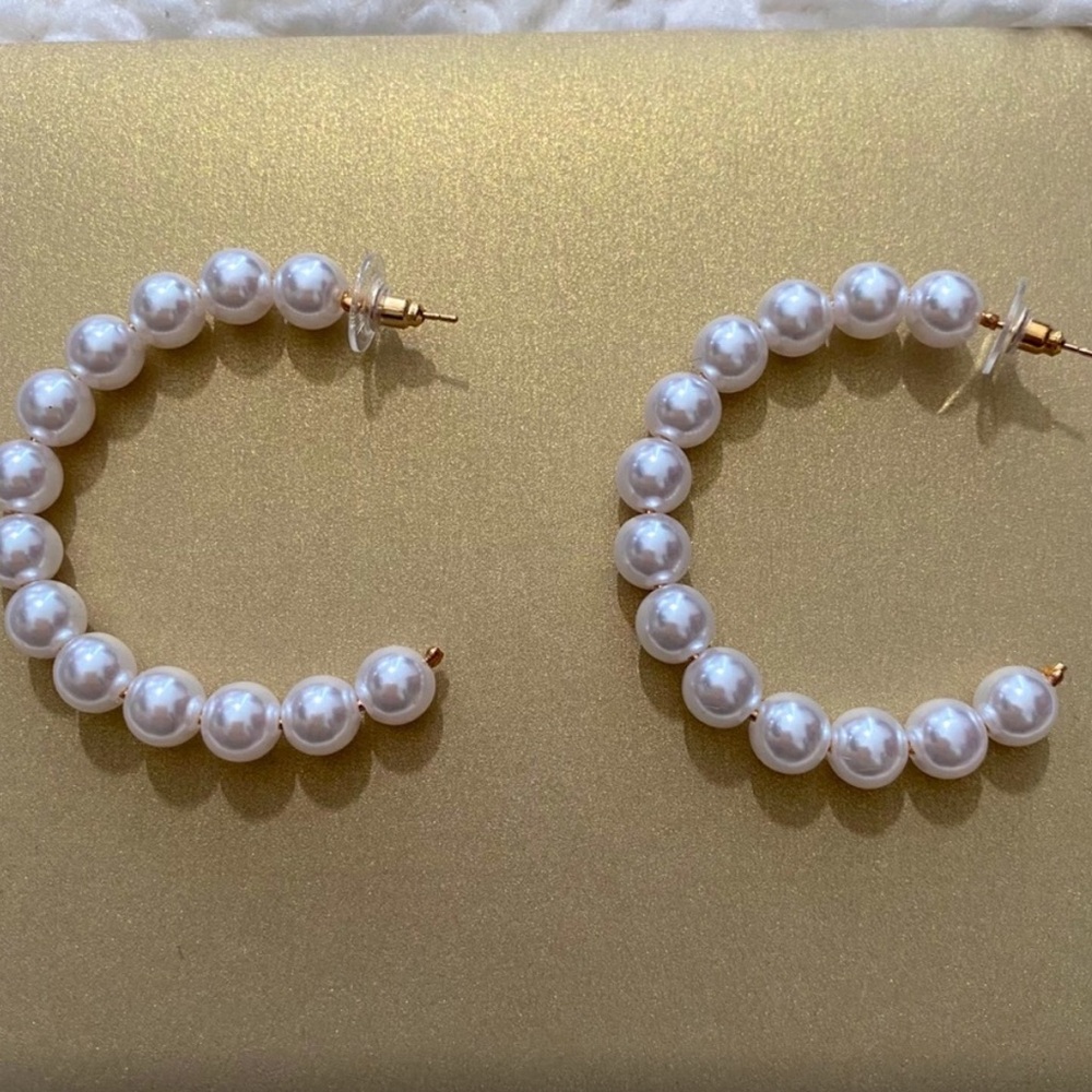 Pearl hoop earrings